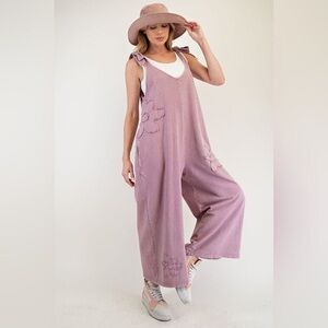 #291. Boho Flower Jumpsuit - Mauve